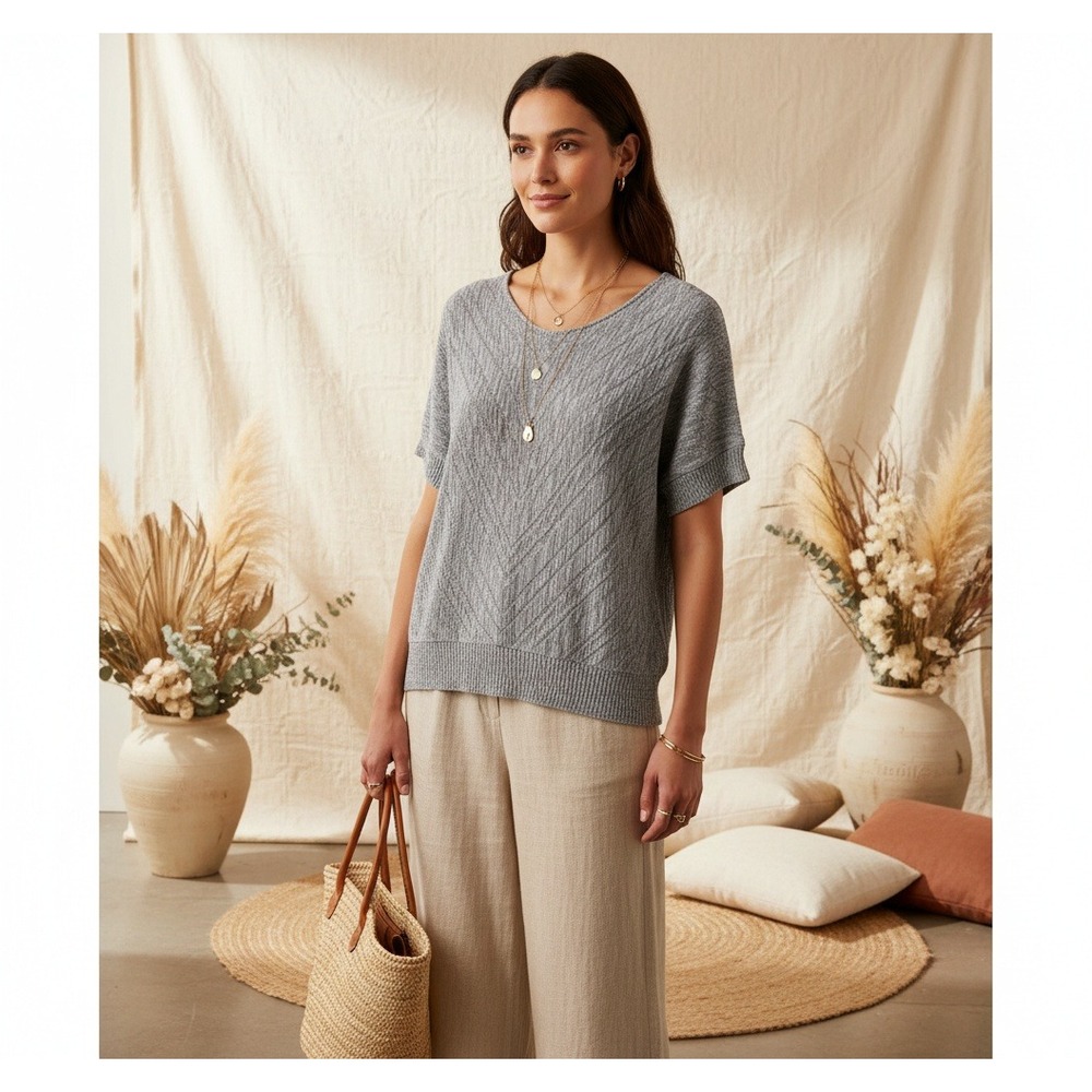 212 Sweater M L Gray Marled Lightweight Top Boho Goblin Minimalist Earthy Grunge